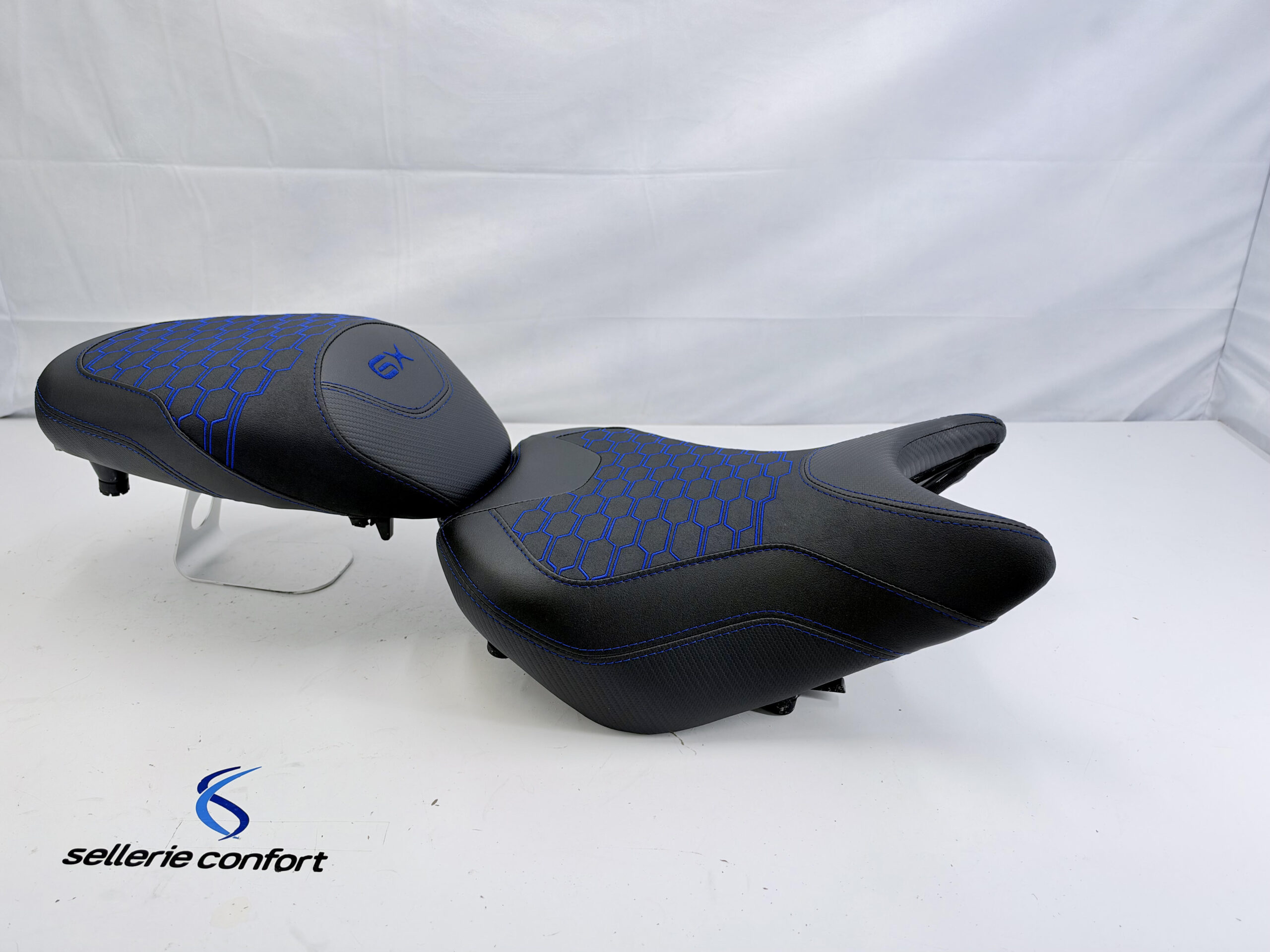 Selle confort moto SUZUKI GSX-S 1000 GX bleu nid d'abeilles
